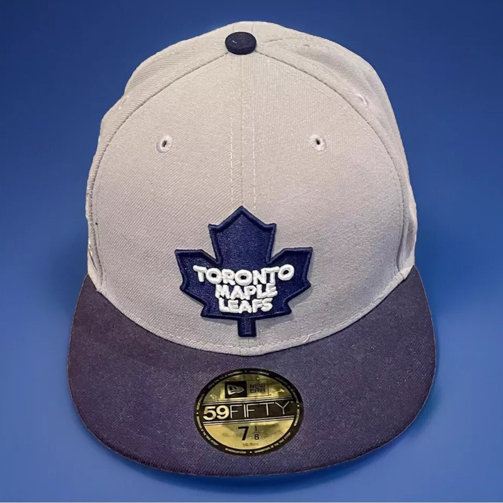 Toronto Maple Leafs New Era 59FIFTY 7 1/8 NHL Exclusive Hockey Hat Cap Gray Blue